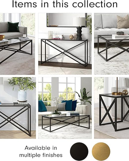 Calix 42'' Wide Rectangular Console Table in Blackened Bronze - LeafyLoom