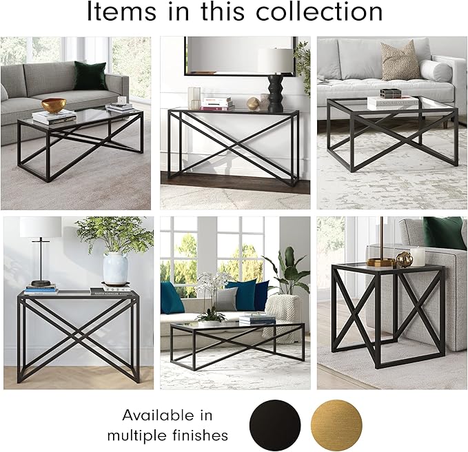 Calix 42'' Wide Rectangular Console Table in Blackened Bronze - LeafyLoom