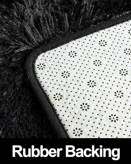 Super Soft Fluffy Shaggy Rugs 6x9 Feet for Living Room Bedroom, Fuzzy Plush Area Rugs for Girls Kids Room Nursery Home Decor, Furry Dorm Rug Cute Non-Slip Indoor Floor Carpet, Black - LeafyLoom