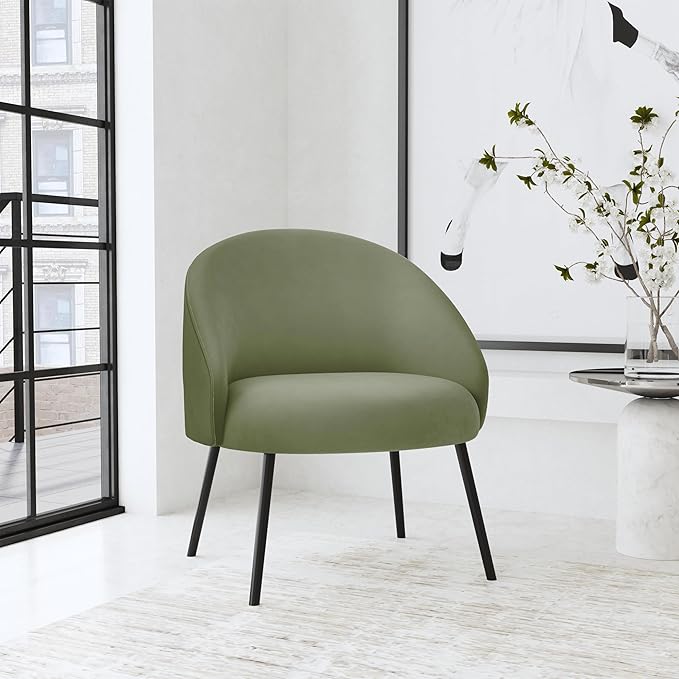 HomePop Upholstered Modern Living Room & Bedroom | Decorative Home Furniture Accent Chair, Light Sage Green Velvet - LeafyLoom