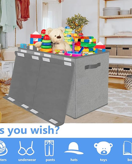 homyfort Large Toy Box Chest for Kids Boys,Collapsible Toy Bin Storage Organizer Basket with Lids for Blanket,Toys,Toddler,Nursery,Playroom (Grey) - LeafyLoom