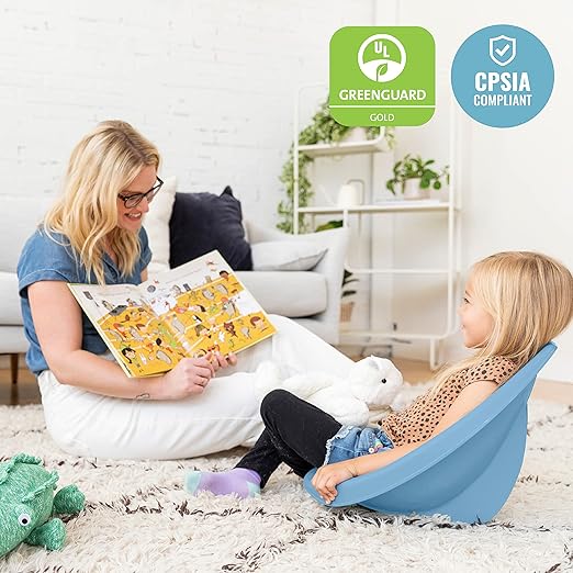 ECR4Kids Leaf Floor Seat, Rocker Chair, Powder Blue, 6-Piece - LeafyLoom