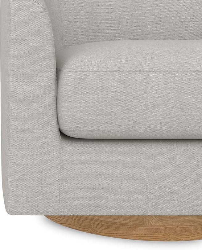 Sunny Heart Swivel Accent Chair, Fabric Swivel Barrel Chair, Swivel Club Chair with Wood Base, Modern Upholstered Armchair, Cozy Chairs for Living Room, Bedroom, Reading - LeafyLoom