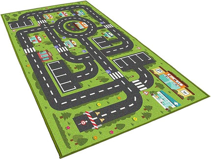 Car Rug Play Mat, Road Rug Carpet for Kids, City Life Educational Road Traffic Carpet for Ages 3-12 Years Old(80×160cm/32×63inch) - LeafyLoom
