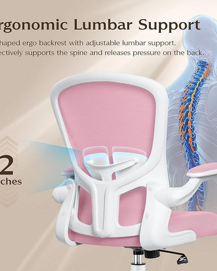 FelixKing Office Chair, Ergonomic Desk Chairs with Wheels Home Mesh Chair Adjustable Lumbar Support and Height, Ergo Chair for Working Gaming Use (Pink) - LeafyLoom