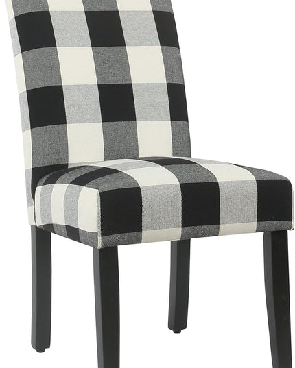 HomePop Classic Parsons Dining Chairs, Pack of 2, Black Plaid(Set of 2) - LeafyLoom