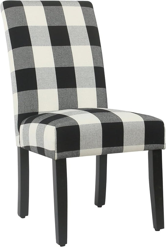 HomePop Classic Parsons Dining Chairs, Pack of 2, Black Plaid(Set of 2) - LeafyLoom