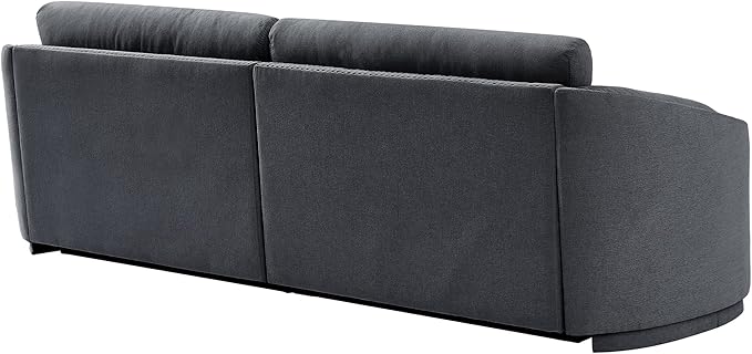 Morden Stylish 3-Seat Upholstered Couch Linen Fabric Nailhead Decor Sofa&Couch with Thicker Cushions and Armrests for Home Office Apartment Living Room, 91", Gray-337 - LeafyLoom