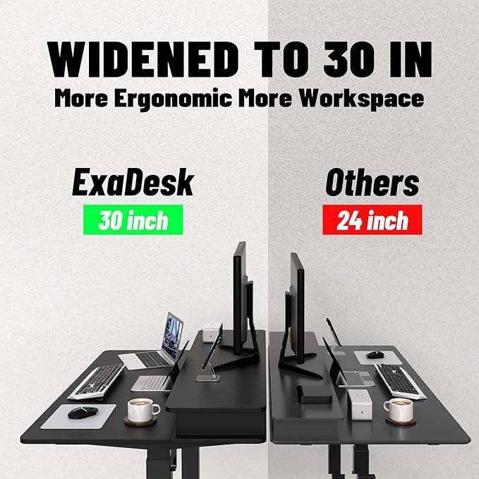48 * 30 Inches Electric Standing Widened Desk Adjustable Height with 4 Drawers, Double Storage Shelves Stand Up Desk, Home Office Workstation Sit Stand up Desk (Classical Black) - LeafyLoom