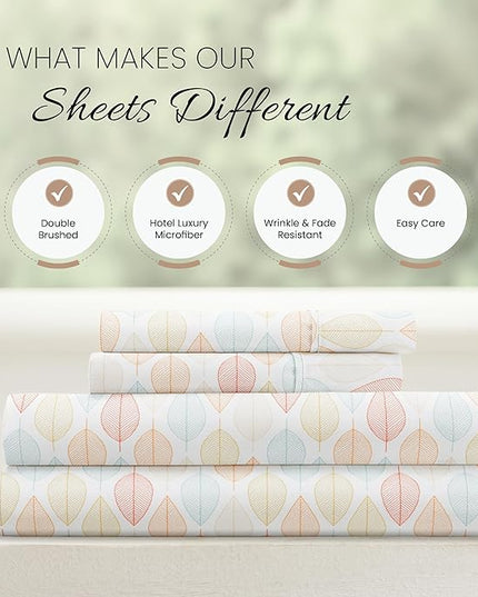 Linen Market 4 Piece King Bedding Sheet Set (Yellow Fall Foliage) - Sleep Better Than Ever with These Ultra-Soft & Cooling Bed Sheets for Your King Size Bed - Deep Pocket Fits 16" Mattress - LeafyLoom