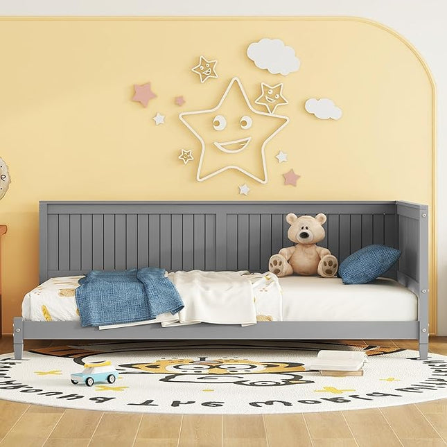 Bellemave Twin Size Wood Daybed, Wood DayBed Sofa Bed Frame for Living Room Bedroom,Solid Wood Daybed Twin Size Sofa Bed Frame with Wood Slat Support,No Box Spring Needed,Gray - LeafyLoom