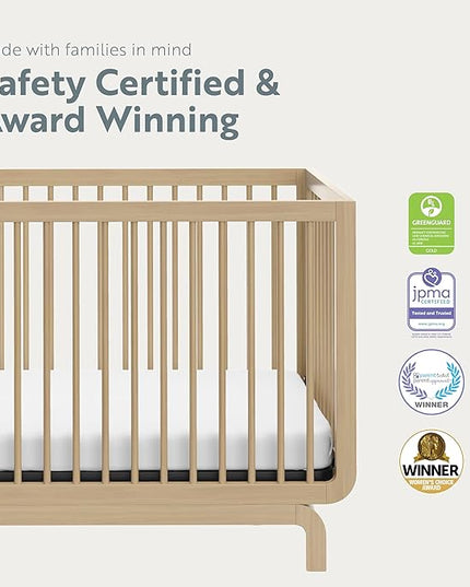 Storkcraft Santorini Deluxe 5-in-1 Convertible Crib with Bonus Toddler Guardrail (Driftwood) – GREENGUARD Gold Certified, Toddler Guardrail Included in Box, Fits Standard Crib Mattress - LeafyLoom
