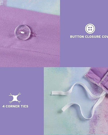 Intelligent Design Duvet Cover Queen Bedding Sets for Girls & Boys Watercolor Tie Dye Queen Duvet Cover Set Kids, Microfiber Queen Size Duvet Cover Set, Pillow Cassiopeia, Full/Queen Lavender 4 Piece - LeafyLoom