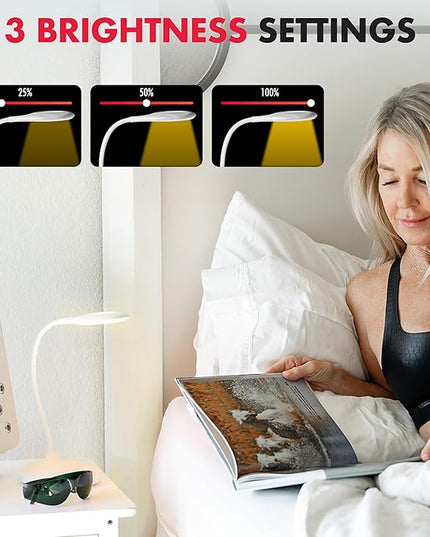 Mito Red Light - Amber Light Lamp - Portable & Flexible Amber Table Lamp - Cordless Lamp, Rechargeable Reading Lamp - Amber Lamp - LeafyLoom
