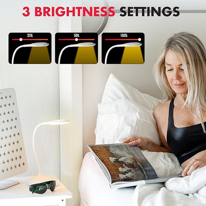 Mito Red Light - Amber Light Lamp - Portable & Flexible Amber Table Lamp - Cordless Lamp, Rechargeable Reading Lamp - Amber Lamp - LeafyLoom