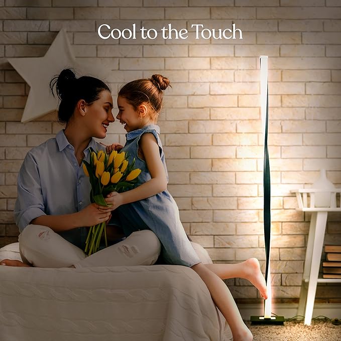 Brightech Helix Modern Color Changing LED Floor Lamp - 48” Tall Lamp with RGB Color Gradient and Contemporary Twisting Column Pole - Corner or End Table Standing Lamp - Built-in NO APP - Black - LeafyLoom