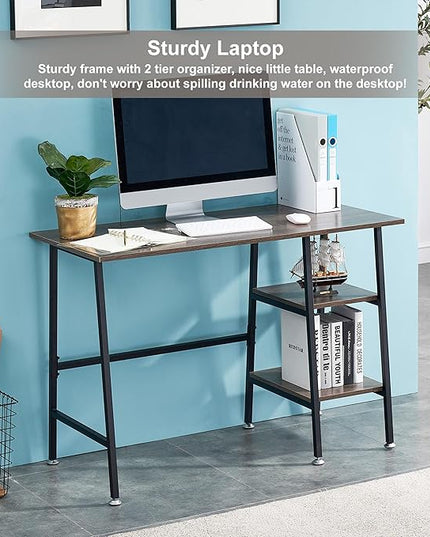 VECELO 43 Inch Home Office Computer Easy to Assemble Simple Table Modern Student Study Desk,Water Proof, Brown - LeafyLoom