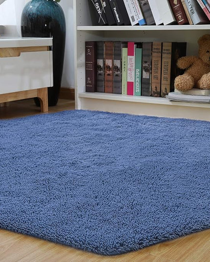 junovo Ultra Soft Rug for Nursery Children Room Baby Room Home Decor Dormitory Hexagon Carpet for Playhouse Princess Tent Kids Play Castle, Diameter 4.6 ft, Navy Blue - LeafyLoom