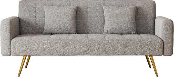 NicBex Sectional Couch Sofa with Folding Function Modern Sofa Bed Cloud Couch for Living Room Furniture Sets with Pillows and Metal Legs, Modular Sofa for Living Room, Bedroom, Apartment,71.7"L, Grey - LeafyLoom