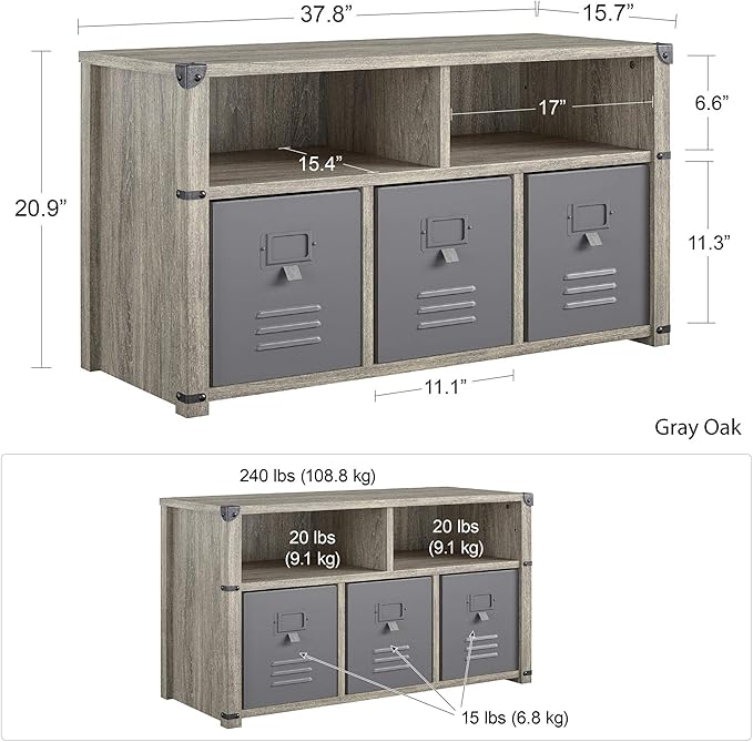Little Seeds Nova Bedroom Grey Storage Bench, Gray Oak - LeafyLoom