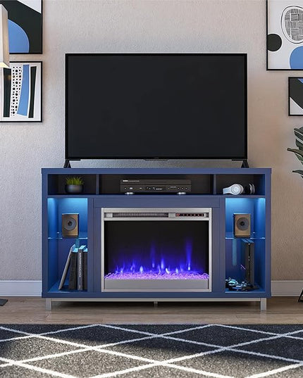 Ameriwood Home Lumina Fireplace TV Stand for TVs up to 48", Navy - LeafyLoom