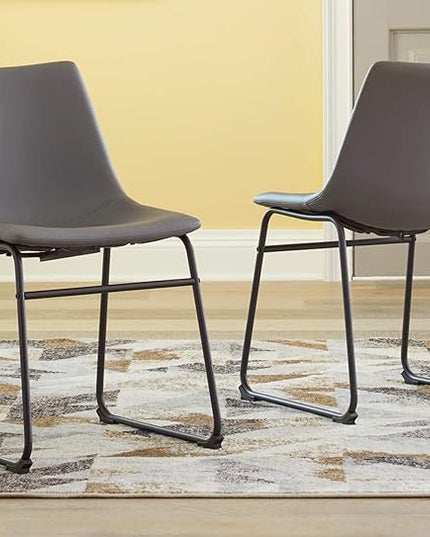 Signature Design by Ashley Centiar Urban Industrial 19" Faux Leather Bucket Dining Chair, 2 Count, Gray - LeafyLoom