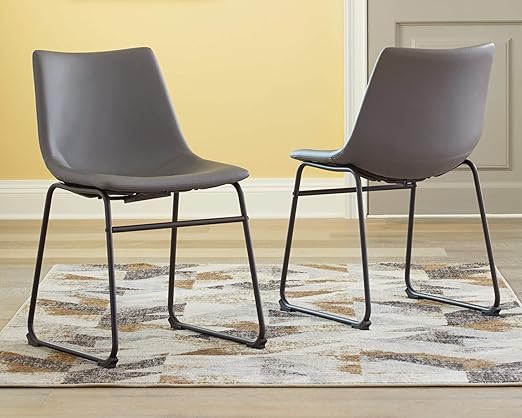 Signature Design by Ashley Centiar Mid Century Dining Set with Round Table, Chairs and Accessories, Gray/Black - LeafyLoom