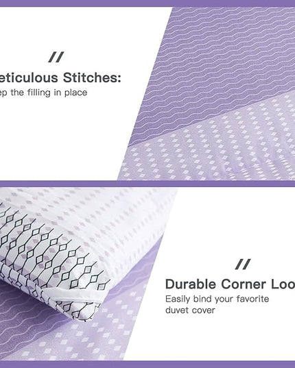 Litanika Lavender Comforter Set Twin/Twin XL - 2 Pieces Lightweight Lavender Purple White Colorblock Stripe Fluffy Bedding Comforter Sets, All Season Bed Set - LeafyLoom