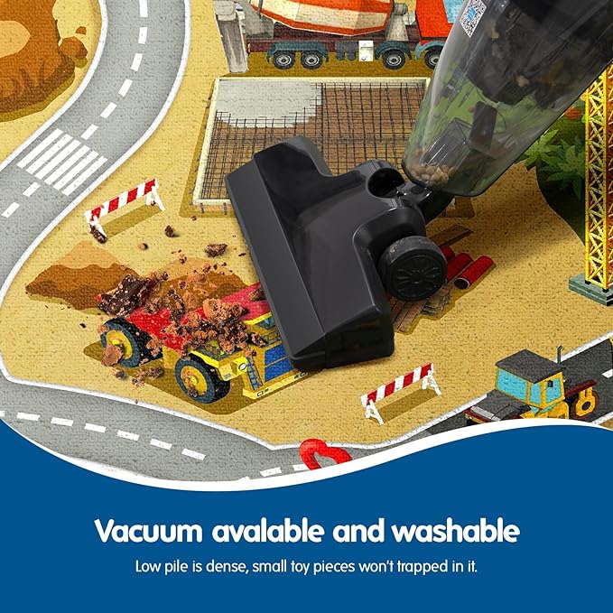 Booooom Jackson Kids Construction Site Play Rug Non-Slip Construction Vehicles Play Mat for Driving Toy Cars Daycare Nursery Preschool Playroom Kids Car Activity Carpet - LeafyLoom