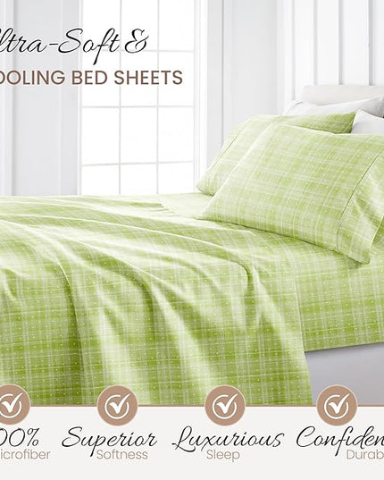 Linen Market 4 Piece Sheet Set Patterned, California King, Polkadot Moss - LeafyLoom