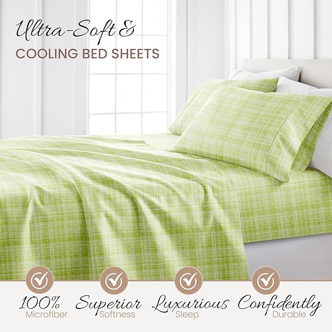 Linen Market 4 Piece Sheet Set Patterned, California King, Polkadot Moss - LeafyLoom