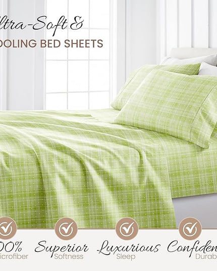 Linen Market 3 Piece Twin Bedding Sheet Set (Moss Polka) - Sleep Better Than Ever with These Ultra-Soft & Cooling Bed Sheets for Your Twin Size Bed - Deep Pocket Fits 16" Mattress - LeafyLoom