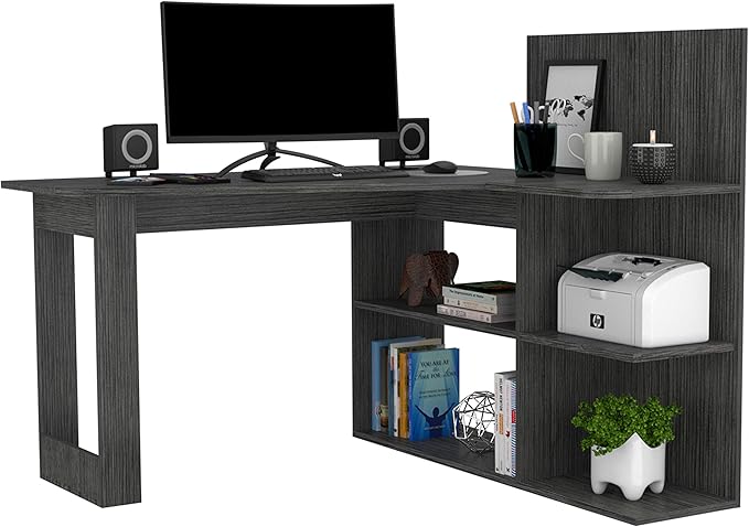 NicBex Kimberly-DW-00205-LWJ Home Office Desks, 51.7"x47.2"x43.3", Gray-1 - LeafyLoom