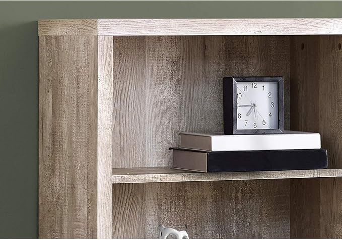 Monarch Specialties Bookcase - Sturdy Etagere with 3 Adjustable Book Shelves - 48”H (Taupe) - LeafyLoom