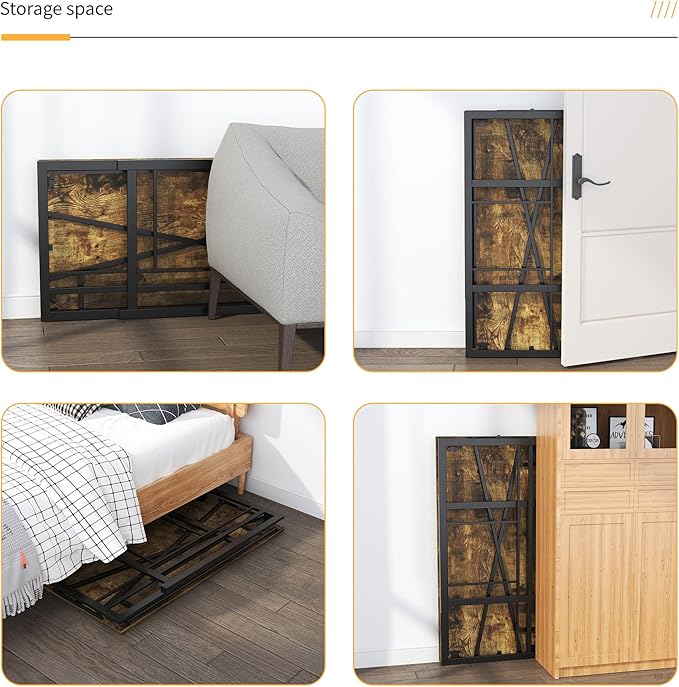 40 inch Folding Computer Desk, Writing Gaming Computer Camping Desk, No Assembly Required Home Office Table, Rustic Brown - LeafyLoom