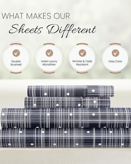 Linen Market 4 Piece Full Bedding Sheet Set (Navy Polka) - Sleep Better Than Ever with These Ultra-Soft & Cooling Bed Sheets for Your Full Size Bed - Deep Pocket Fits 16" Mattress - LeafyLoom