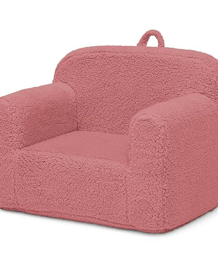 Delta Children Sherpa Cozee Chair - Foam Kids Chair for Ages 18 Months and Up, Rose - LeafyLoom