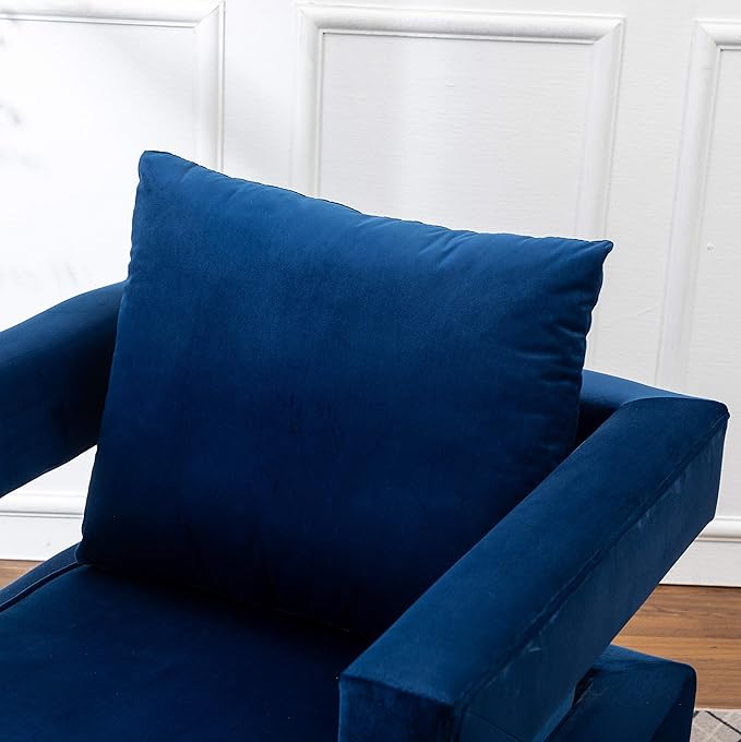 Roundhill Furniture Lenola Upholstered Accent Arm Chair, Blue 29.75D x 27.5W x 34.5H Inch - LeafyLoom