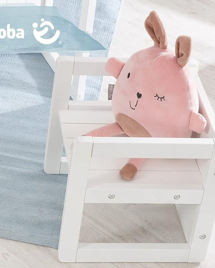 Roba: Country-Farmhouse Chair: White Wood - Chic Children’s Chair, Adjustable Seat Height, Converts Into A Table, Toddler & Kids, Ages 2+ - LeafyLoom