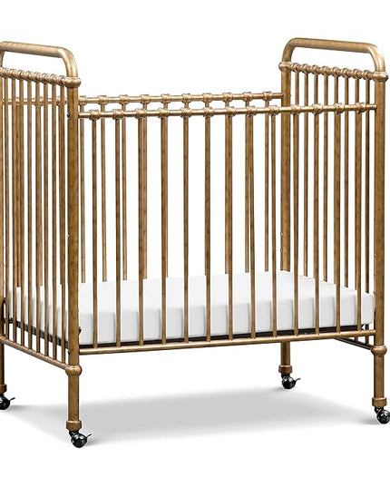 NAMESAKE Abigail 3-in-1 Convertible Mini Metal Crib in Vintage Gold, Greenguard Gold Certified - LeafyLoom
