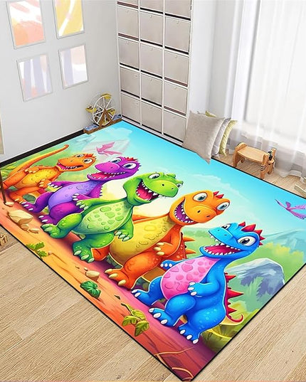 Dinosaur Carpet for Boys Room - Dinosaur Rugs for Boys Bedroom Cartoon Dinosaur Rug Kids Rugs for Bedroom Cute Dinosaur Area Rug for Living Room Bedroom Kids Room,5'×7' - LeafyLoom