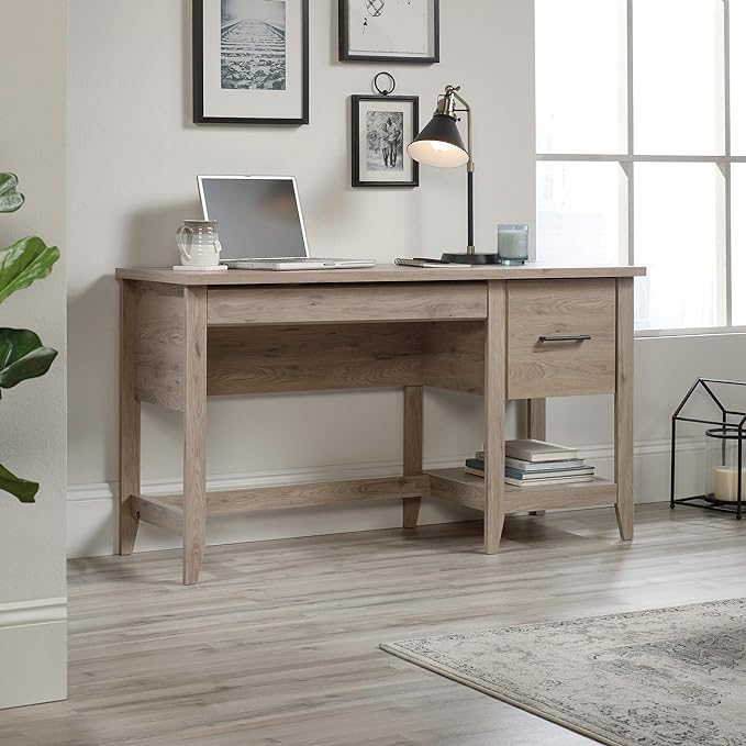 Sauder Summit Station Desk, L: 52.09" x W: 19.29" x H: 29.02", Laurel Oak finish - LeafyLoom