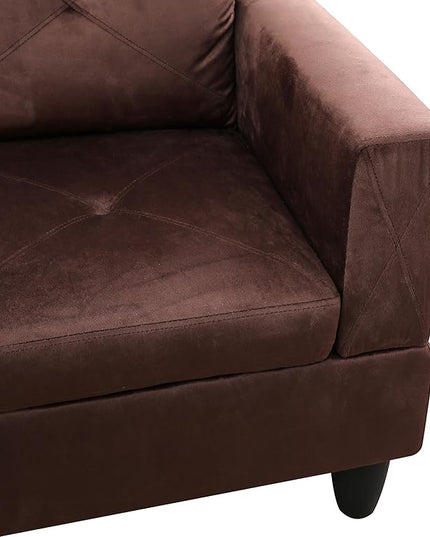 L-Shaped Sectional Couches with 66.5'' Chaise Lounge & Storage Ottoman Modular Room Sofas for Home Office Apartment, Large Living Furniture, 97'' Left Hand Facing, Brown Microfiber - LeafyLoom