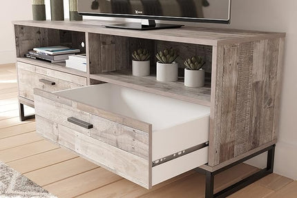 Signature Design by Ashley Neilsville 60" Medium TV Stand, Light Brown - LeafyLoom
