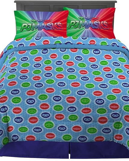 Franco Kids Bedding Super Soft Comforter and Sheet Set, 5 Piece Full Size, PJ Masks - LeafyLoom