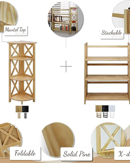 Casual Home Montego 3-Shelf Folding Bookcase, Natural (New) - LeafyLoom