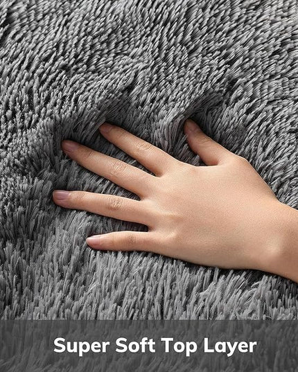 Ophanie Machine Washable Upgrade 8x10 Rugs for Living Room, Grey, Fluffy Shaggy Soft Area Rug, Gray Non-Slip Indoor Floor Carpet for Bedroom, Kids Baby Boys Teen Dorm Home Decor Aesthetic, Nursery - LeafyLoom