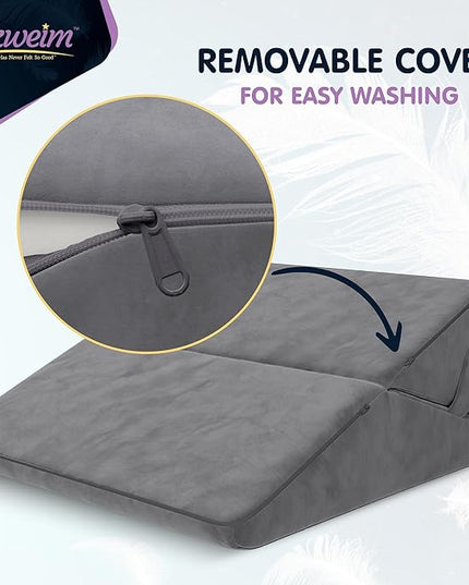 Adjustable Bed Wedge Pillow for Sleep Apnea, Gerd, Acid Reflux, Post Surgery, Heartburn - Foam Wedge Pillow for Back Pain Relief, Sleep Apnea Pillow Wedge or Bed Wedge Pillow for Sleeping for Seniors - LeafyLoom