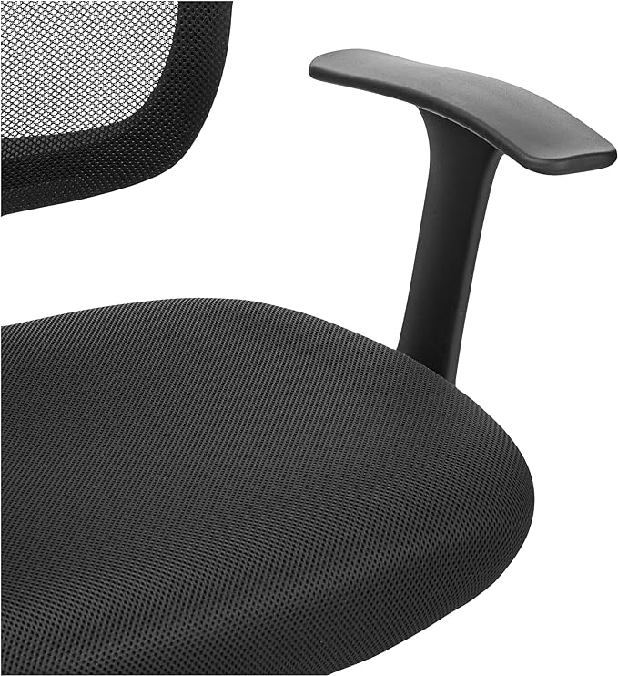 Amazon Basics Mesh Mid-Back Adjustable-Height 360-Degree Swivel Office Desk Chair with Armrests and Lumbar Support, Black - LeafyLoom