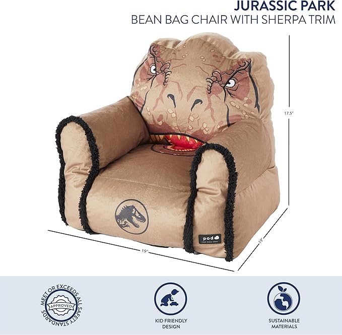 Idea Nuova Bean Bag Sofa Chair, Jurassic World - LeafyLoom